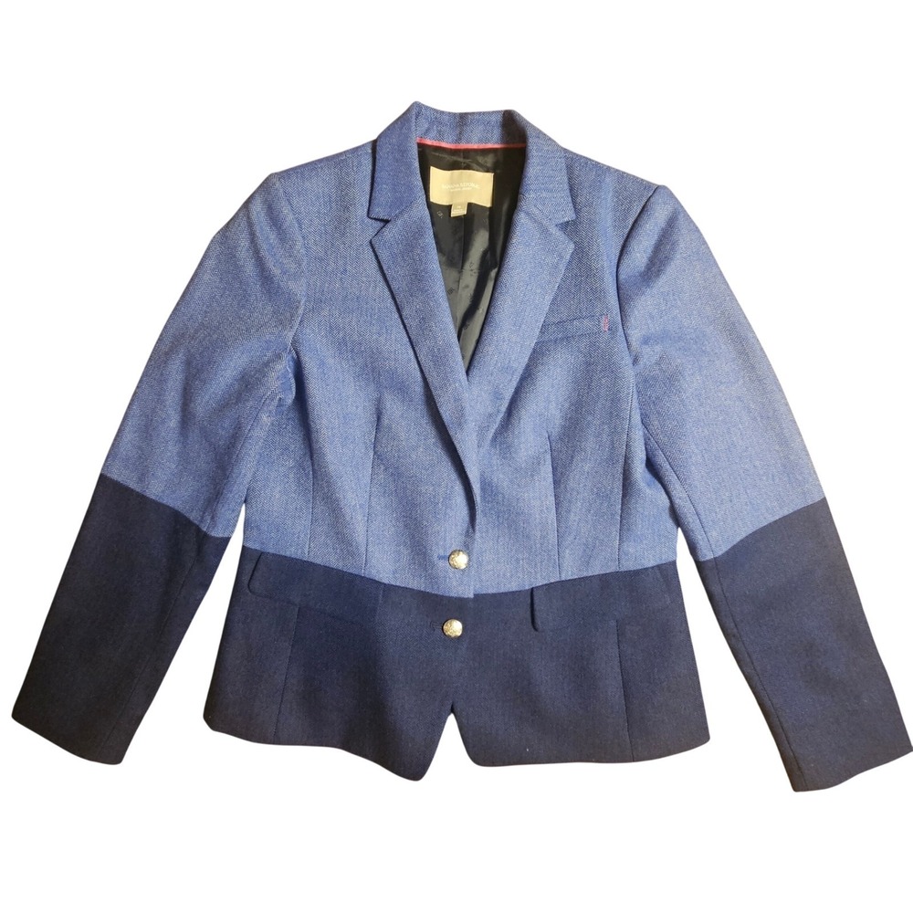 Banana Republic Wool Blazer Jacket Two Tone Herringbone 14 Quiet Luxury